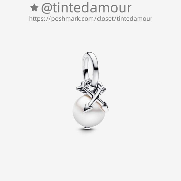 Pandora Pearl & Arrows Mini Dangle Charm|Pendant - Picture 1 of 2